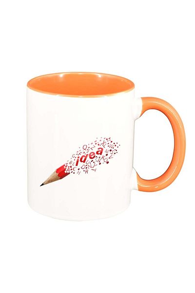 INOVATIX Personalized white mug, Idea, orange interior, D296, INOVATIX®. 330ml