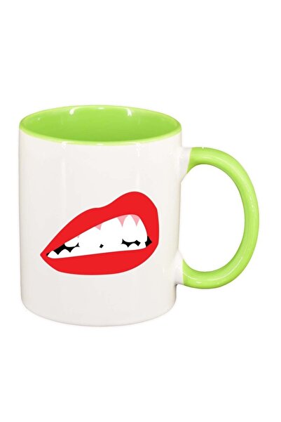 INOVATIX Cana alba personalizata, Red Lips, interior verde deschis, D1020, INOVATIX®. 330ml