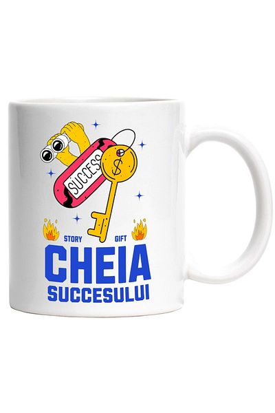 INOVATIX Personalized white mug, Golden Key Key to Success Flames Fire Work, INOVATIX®. 330ml
