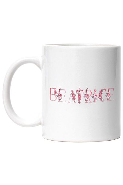 INOVATIX Personalized white mug, Name Beatrice, Floral, Colorful, Creative, Beautiful, Unique, INOVATIX®. 330ml