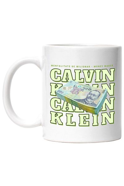 INOVATIX Personalized white mug, _Calvin Klein_ - 100 Romanian Lei, INOVATIX®. 330ml