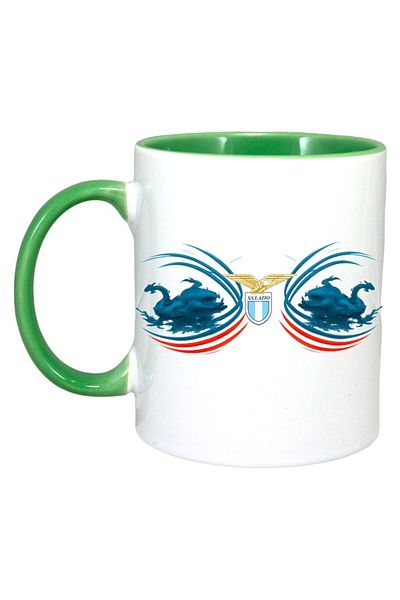 INOVATIX Alba Personalized Mug, Ss Lazio Italy, Green Handle and Interior, ®. 330ml