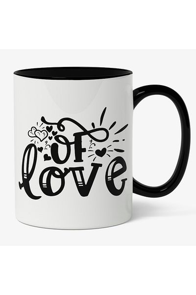 INOVATIX Personalized white mug, Of Love, Single, , Valentine's Day, Black, Black Handle, INOVATIX®. 330ml