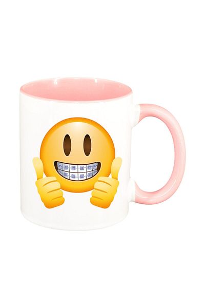 INOVATIX Personalized white mug, Emoji Like, pink interior, D25, INOVATIX®. 330ml