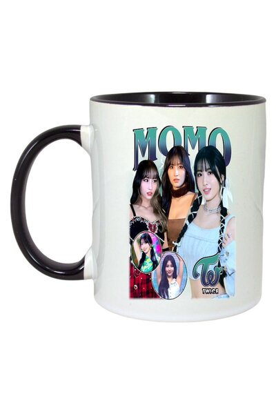INOVATIX Cana Alba Personalizata, Formatia/trupa Momo, Maner Si Interior Negru, ®. 330ml