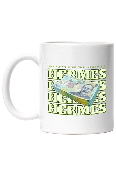 INOVATIX Personalized white mug, __Hermes_ - 100 Romanian Lei, INOVATIX®. 330ml