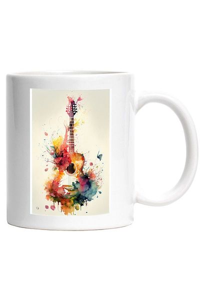 INOVATIX Personalized white mug, Guitar Painting, Musical Instruments, Rock Band, Artist, INOVATIX®. 330ml