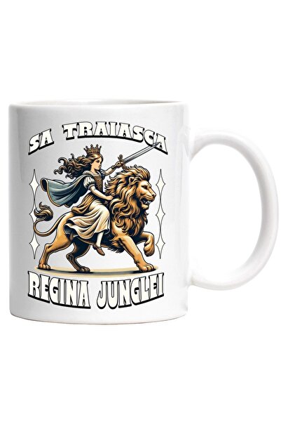 INOVATIX Cana alba personalizata, sa traiasca regina junglei fata pe leu, INO...