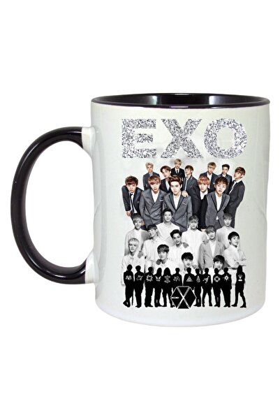 INOVATIX Cana Alba Personalizata, Formatia/trupa Exo 10, Maner Si Interior Negru, ®. 330ml