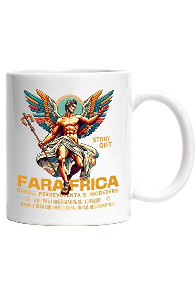 INOVATIX Персонализирана бяла чаша, Безстрашен ангел - Смелост, Упоритост и У...