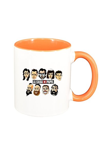 INOVATIX Cana alba personalizata, La Casa De Papel, interior portocaliu, D149...