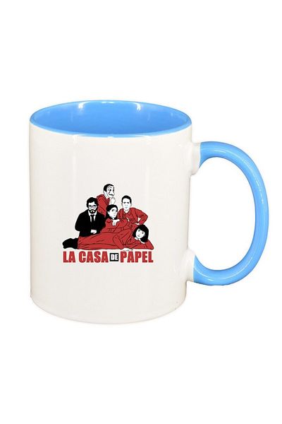 INOVATIX Cana alba personalizata, La Casa De Papel, interior albastru, D1495, INOVATIX®. 330ml
