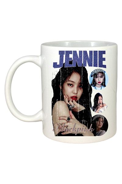 INOVATIX Cana Alba Personalizata, Formatia/trupa Jennie Kim, Maner Si Interior Alb, ®. 330ml