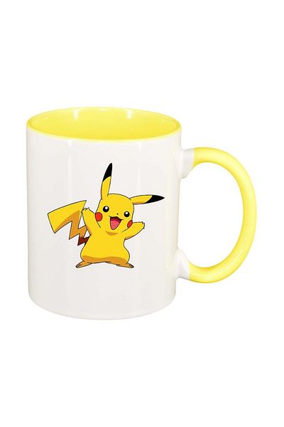 INOVATIX Personalized white mug, Cartoon Pokemon, yellow interior, D504, INOVATIX®. 330ml