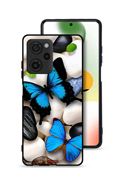 Tolwak غطاء حماية لهاتف شاومي بوكو X5 برو - فراشات على أحجار