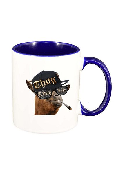 INOVATIX Personalized white mug, Thug Life, dark blue interior, D395, INOVATIX®. 330ml