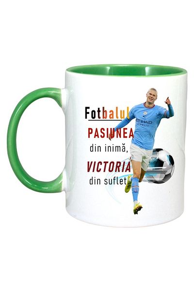 INOVATIX Personalized White Mug, Erling Passion, Green Handle and Interior, ®. 330ml