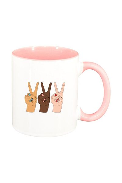 INOVATIX Personalized white mug, Victory, pink interior, D1463, INOVATIX®. 330ml