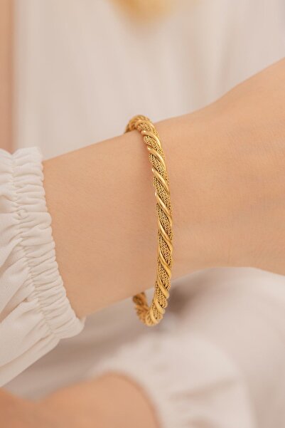 vogutima jewelery&silver by timuçin mavili Çelik Bileklik - 24 Ayar Altın Kap...