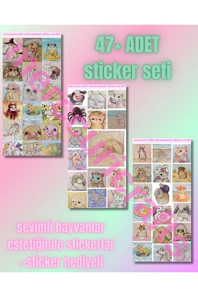 merccuri crafts Cute Animals Aesthetic Sticker Set (51+Pcs) - Sticker for Notebook Agenda, Laptop, Scrapbooking
