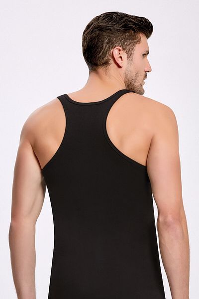 İlke 6 Pieces, 100% Cotton, Men's Rib, Rambo & Sportsman Undershirt, Absorbs Sweat, Black