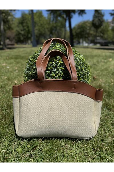SİNİSA BAG Double Handle Women's Canvas Tote Shopper Bag with Makeup Bag