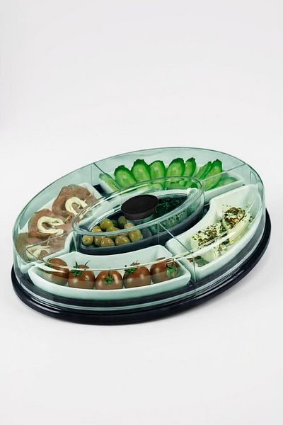Turkco 6 Compartment Ceramic Breakfast Serving Set, Appetizer Set, 38X28X7Cm