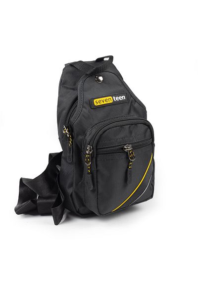İMAKS Small Size Multi-Eye Daily Cross Chest Hand and Shoulder Bag Unisex Body Bag Black Yellow 955