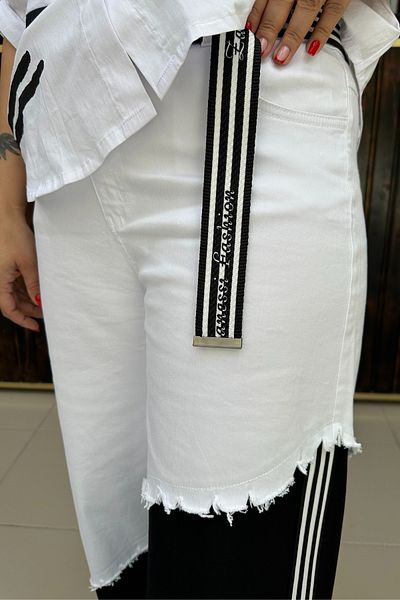 GÖKSEL Black and White Transition Belt Jean Large Size