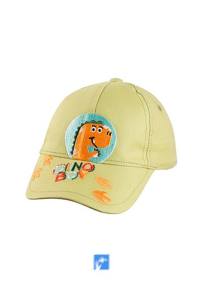 Kardelen Butik Denizli 100% Cotton Dinosaur Embroidered Hat for Babies (0-18 Months) (Size 44-46 cm)