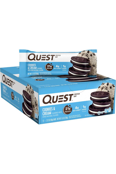 Quest بار بروتين، 60 جرام، كوكيز وكريمة، عبوة من 12 قطعة