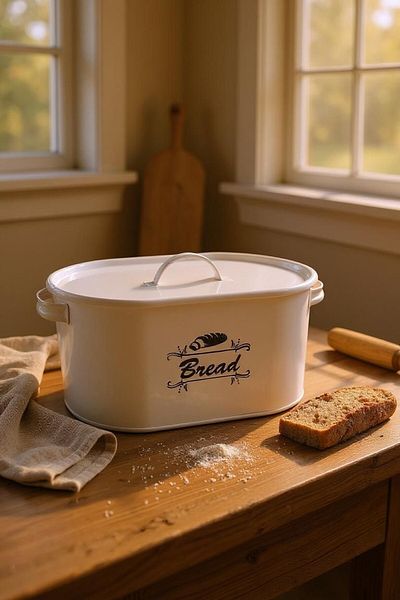 Milenay Retro Vintage Covered Metal Bread Box, 34.5X19X15Cm
