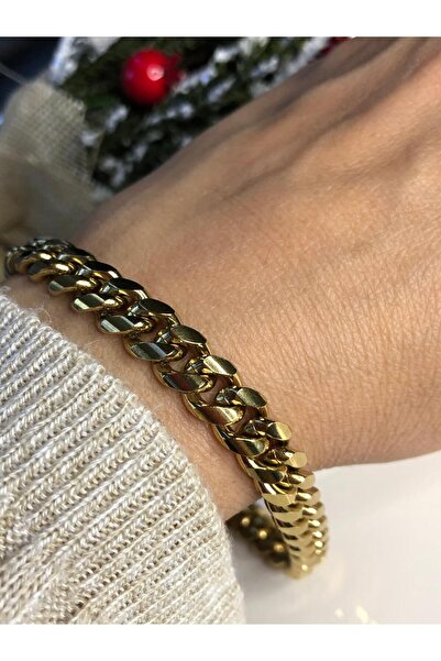 GWOMA سوار فولاذي - تصميم ذهبي 7 ملم، نموذج غورمي، لون أصفر، هدية للزوج والزو...