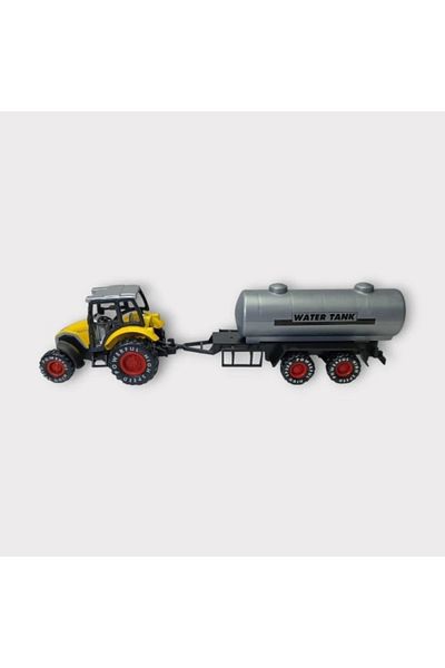kapsulavm Pull and Drop Trailer Tractor 25cm - Yellow with Water Tank