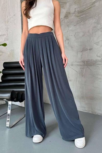 adba style 4020 Elastic Waist Modal Fabric Pleated Shalwar Women's Trousers