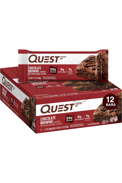 Quest بار بروتين، 60 جرام، براوني الشوكولاتة، عبوة من 12 قطعة