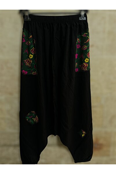 MODA Φαρδύ παντελόνι με μοτίβο λουλουδιών τσέπης