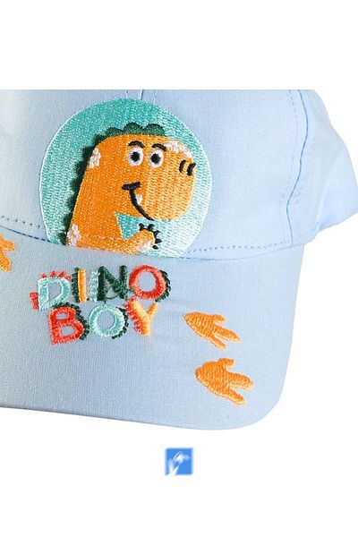 Kardelen Butik Denizli 100% Cotton Dinosaur Embroidered Hat for Babies (0-18 Months) (Size 44-46 cm)