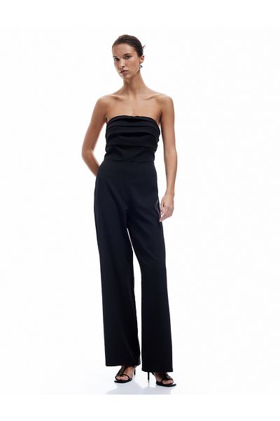 Koton New Season Long Wide Leg Floor Detailed Strapless Jumpsuit