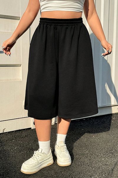 vladivosto Unisex Wide Fit Baggy Oversize Shorts Plus Size Knee Length Bermuda Shorts Black Gray Anthracite