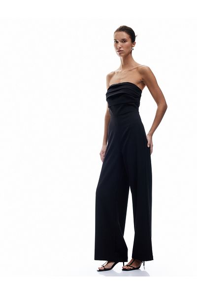 Koton New Season Long Wide Leg Floor Detailed Strapless Jumpsuit
