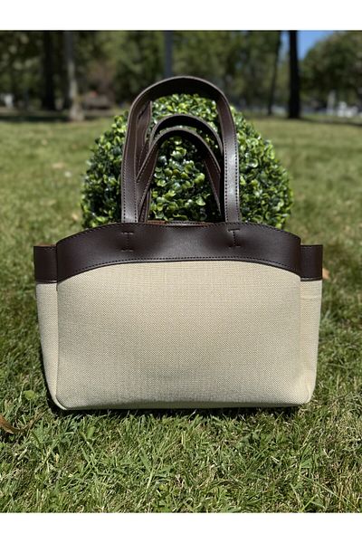 SİNİSA BAG Canvas Tote Shopper Bag with Double Handle Women's Makeup Bag