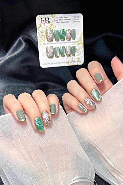 Easy Beauty XSmall Beden Kedi Gözü Tırnak 10 Adet Takma Tırnak Seti T026