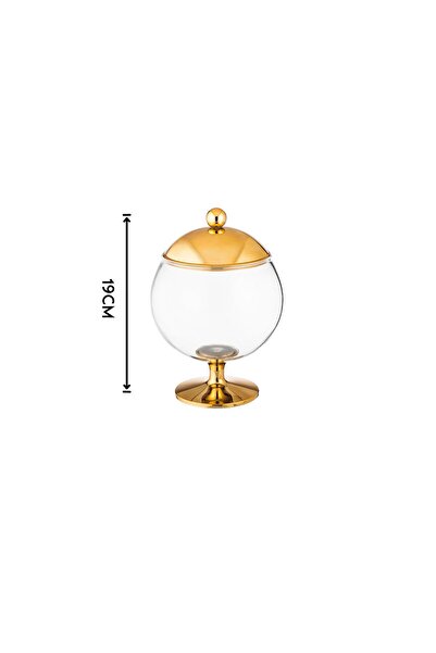 ABAREEK Multipurpose Dessert Serving Bowl with Lid and Base in Attractive Design (1 Piece) Clear/Gold