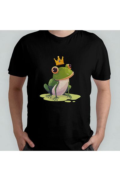 Pixxa Frog Prince Unisex 100% Cotton Crew Neck T-Shirt Model 2