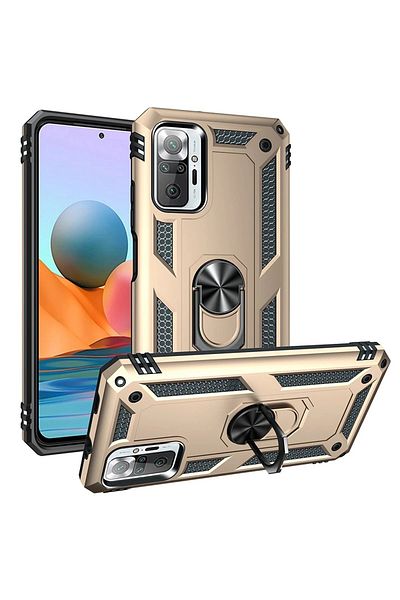CepteToptan حافظة هاتف Xiaomi Redmi Note 10 Pro من السيليكون مع حلقة صوفيا - ذهبي - MKİ2476-1552