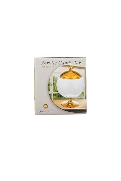 ABAREEK Multipurpose Dessert Serving Bowl with Lid and Base in Attractive Design (1 Piece) Clear/Gold