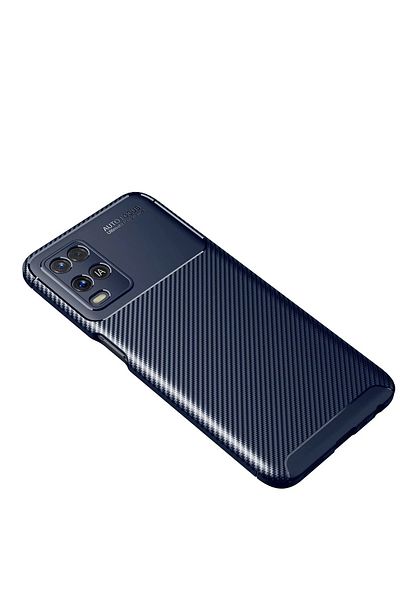CepteToptan حافظة هاتف اوبو A54 4G بتصميم كربوني بتركيز تلقائي - أزرق داكن - MKİ6745-3293