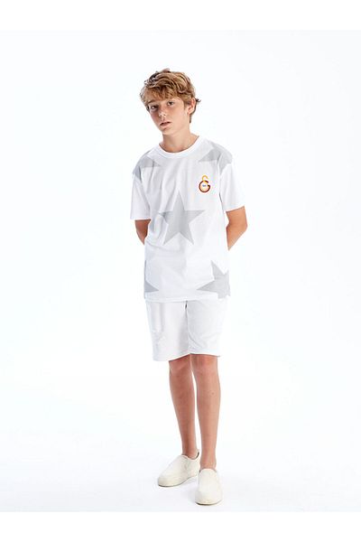 LC Waikiki White Crew Neck Printed Boy's T-Shirt