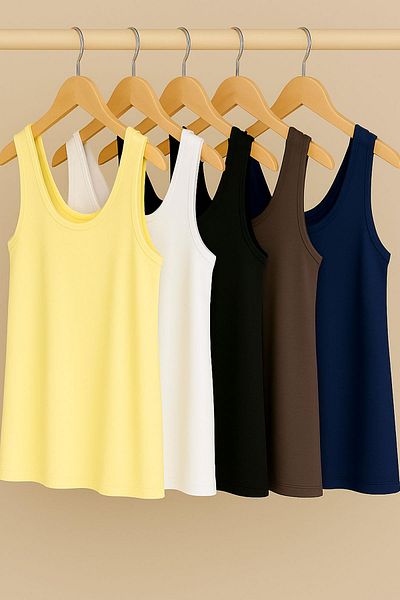 COTENCONCEPT 5 Pieces A-Line Cotton Thick Strap Athlete T-Shirt